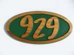 Wood house number oval inlayed